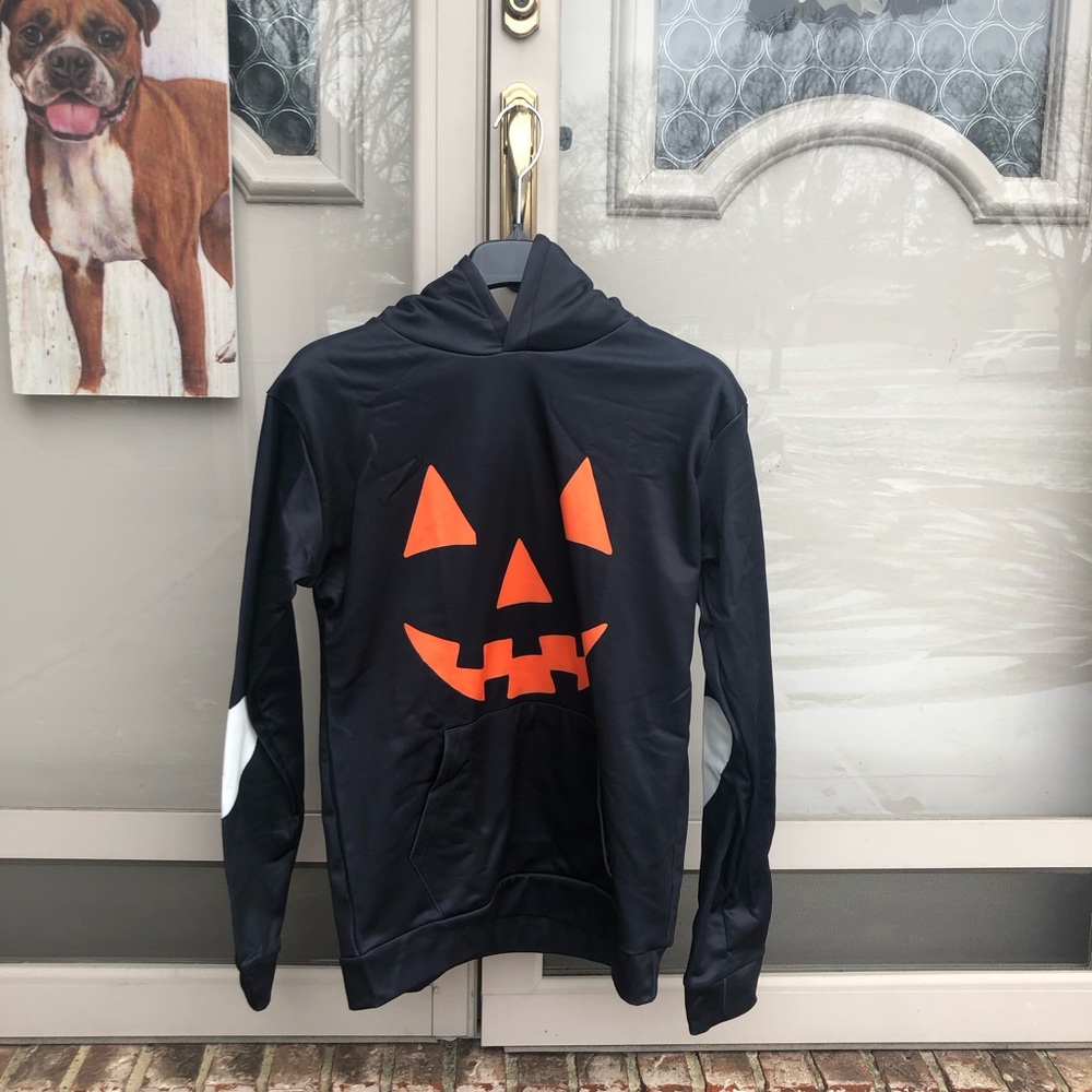 Halloween Streetwear!  Satin Windbreaker Jack-o-Lantern Hoodie (Unisex, M)